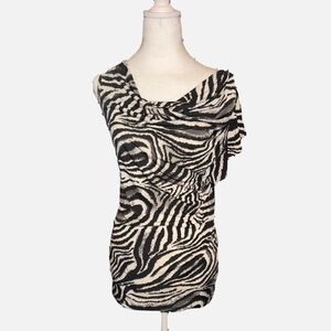 Zebra Print One-Shoulder Top